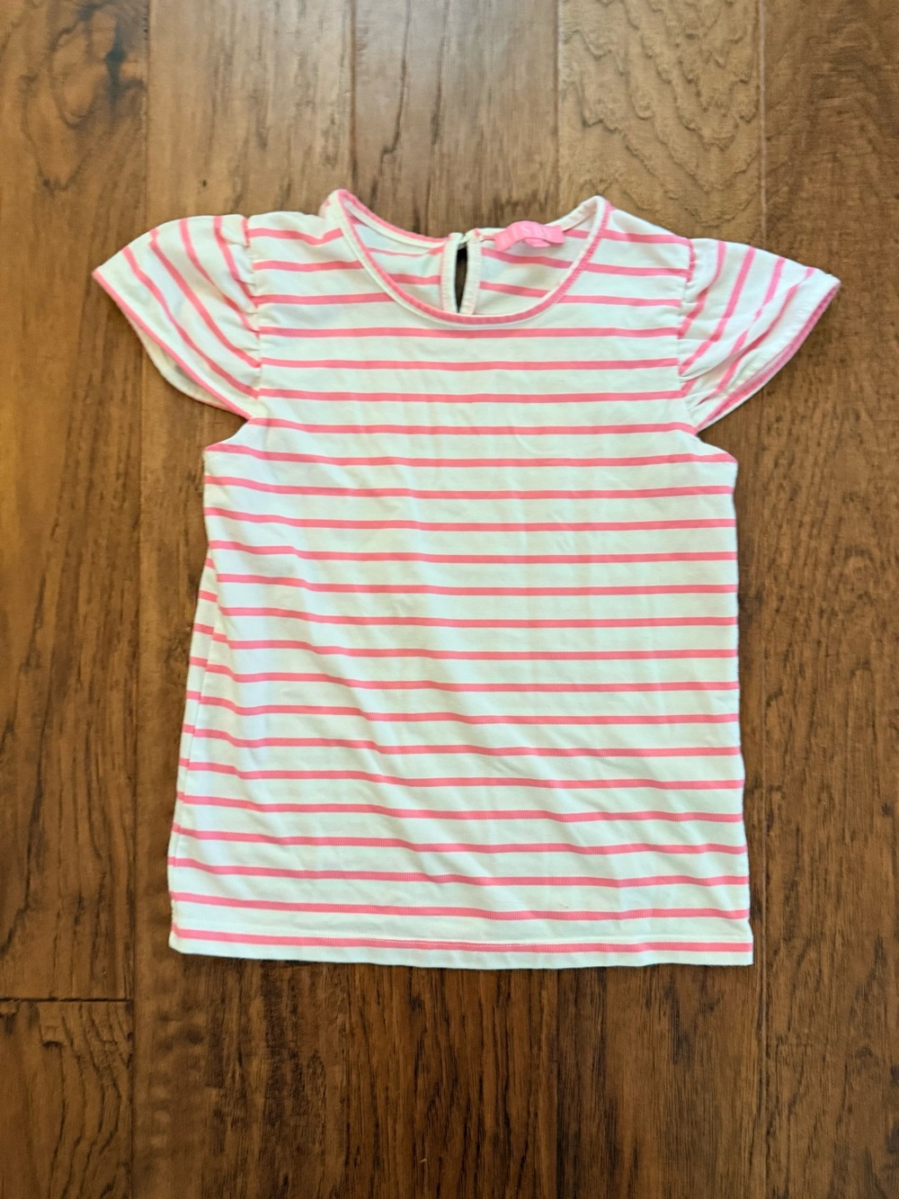 Bisby Girls Rosie White and Pink Stripe Short Sleeve Tee